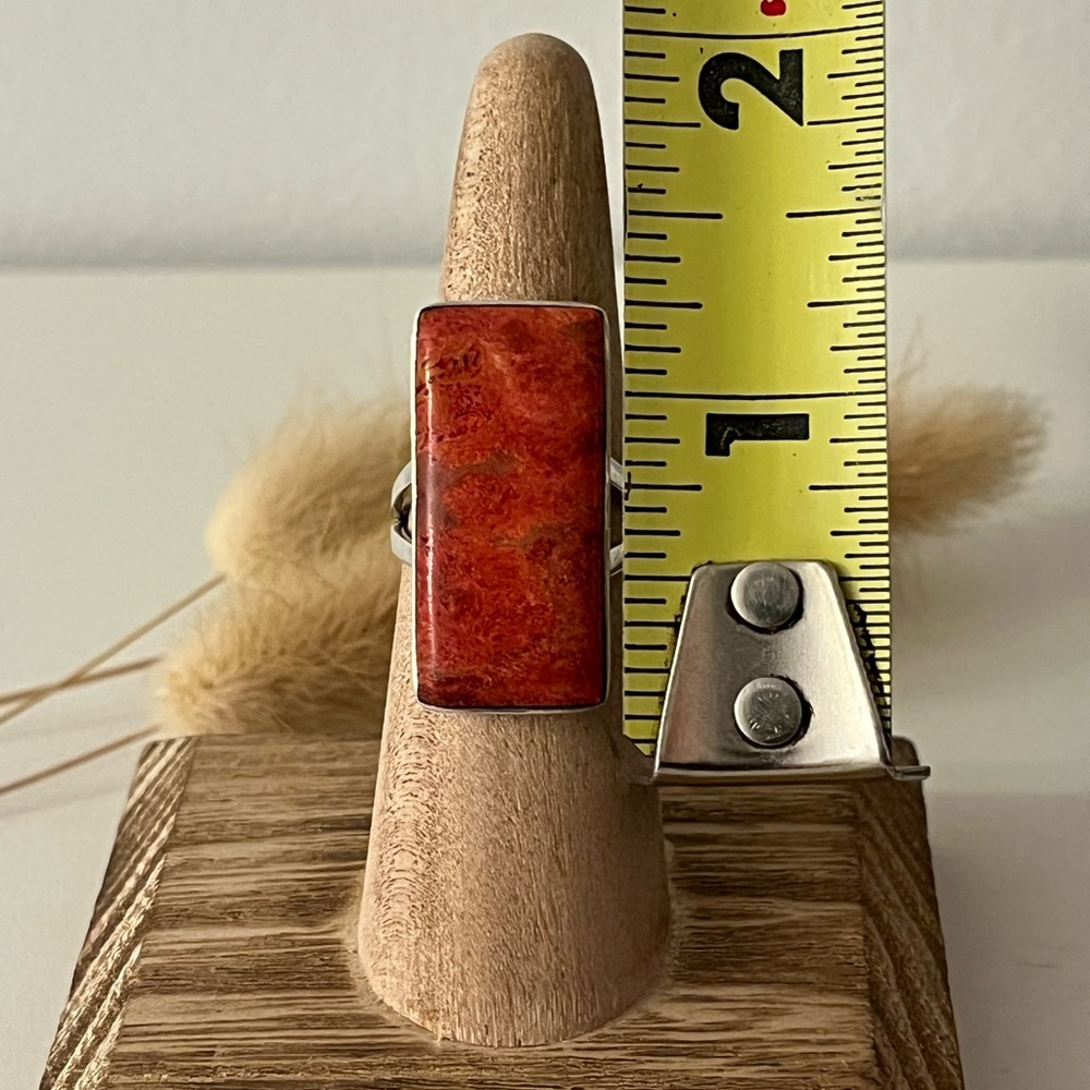 Solid 925 Sterling Silver Orange Sponge Coral Sta… - image 2